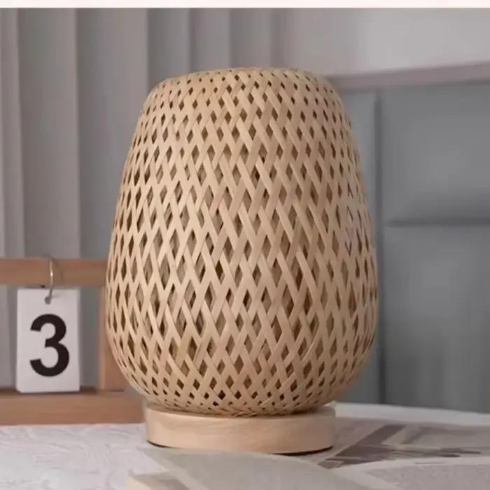 Lampe tissée en bambou pour chambre bureau et lecture lampe de table design moderne bambou durable décoration intérieure ambiance chaleureuse