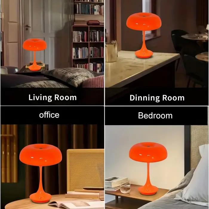 Lampe de table en forme de champignon, commande tactile, 3 couleurs, intensité réglable, sans fil, rechargeable, lumière LED en plastique, luminosité réglable, lampe de chevet