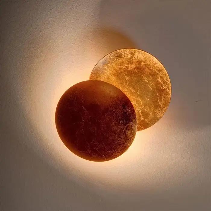Applique murale créative en forme de lune, lampe de chevet pour couloir, salon, applique LED ronde en cuivre doré