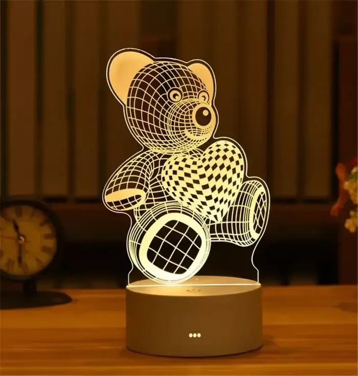 Amour romantique 3D acrylique néon signe lampe à LED pour la maison veilleuses pour enfants lampe de Table anniversaire saint valentin lampe de chevet