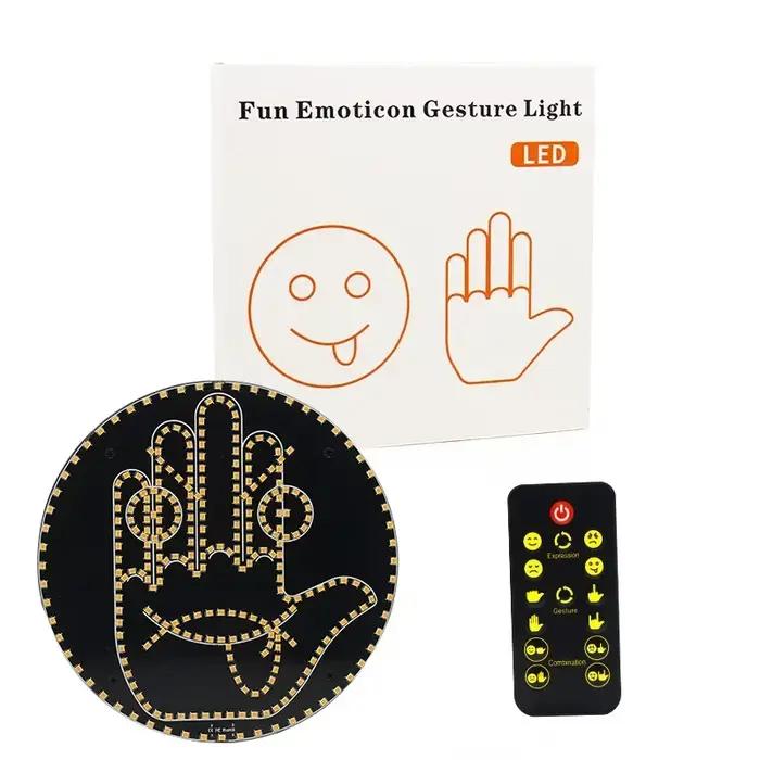 Lampe de geste créative et amusante, trois modèles, intérieur de voiture, pare-brise arrière, panneau de geste de la main, panneau de doigt du milieu, feu de stop d'avertissement