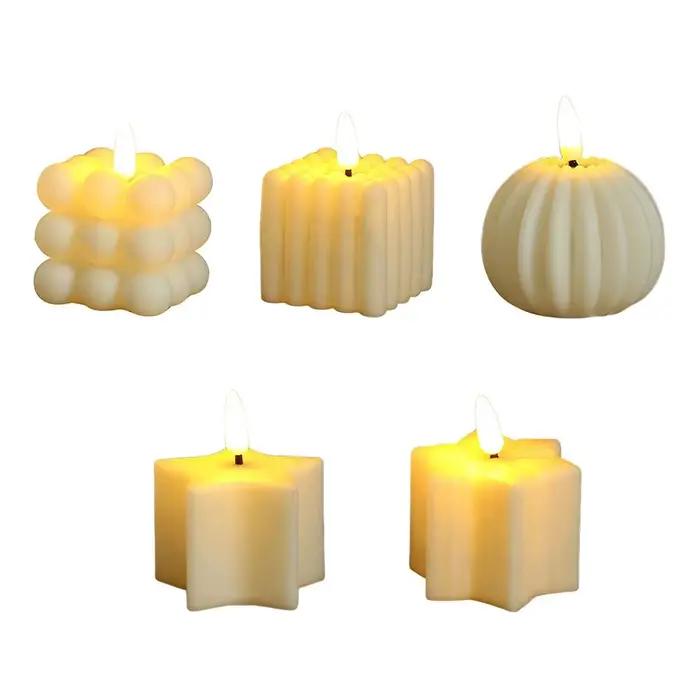Bougie LED blanche en plastique, lumière chaude, électronique, accessoires Photo, ornement de bureau, bougie d'ambiance, décoration de la maison