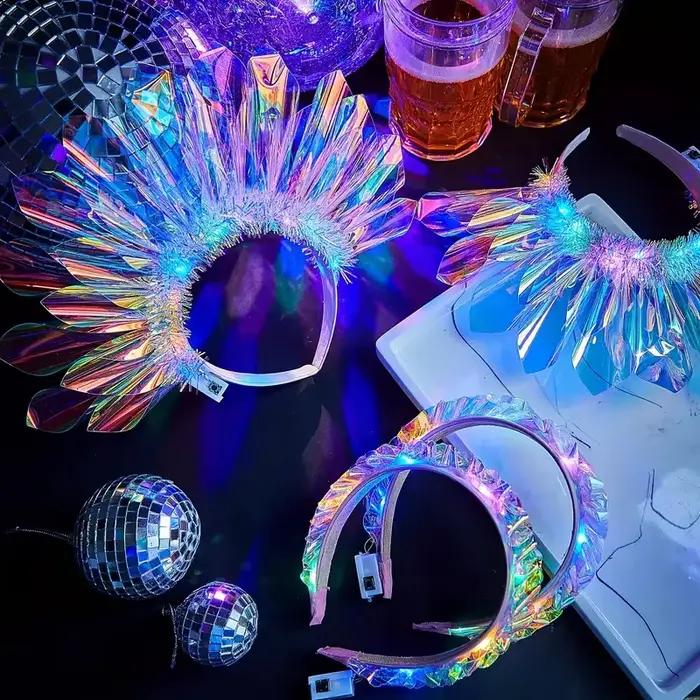 Bandeau Laser lumineux, cerceau pour cheveux, accessoires de fête LED colorés pour Halloween, spectacle sur scène de noël, cadeau de décoration