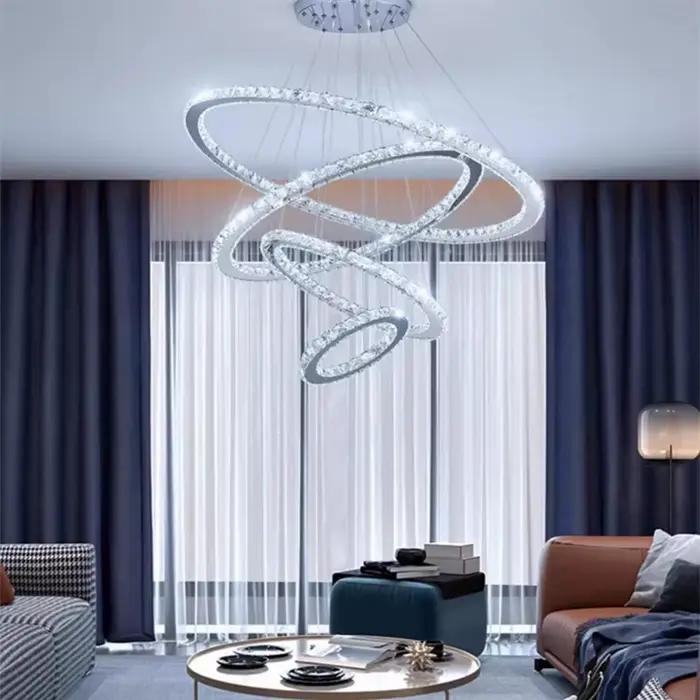 Cristal Lustre lustres LED corde Lustre lampe en Cristal pour salon éclairage pendentif suspendus plafonniers