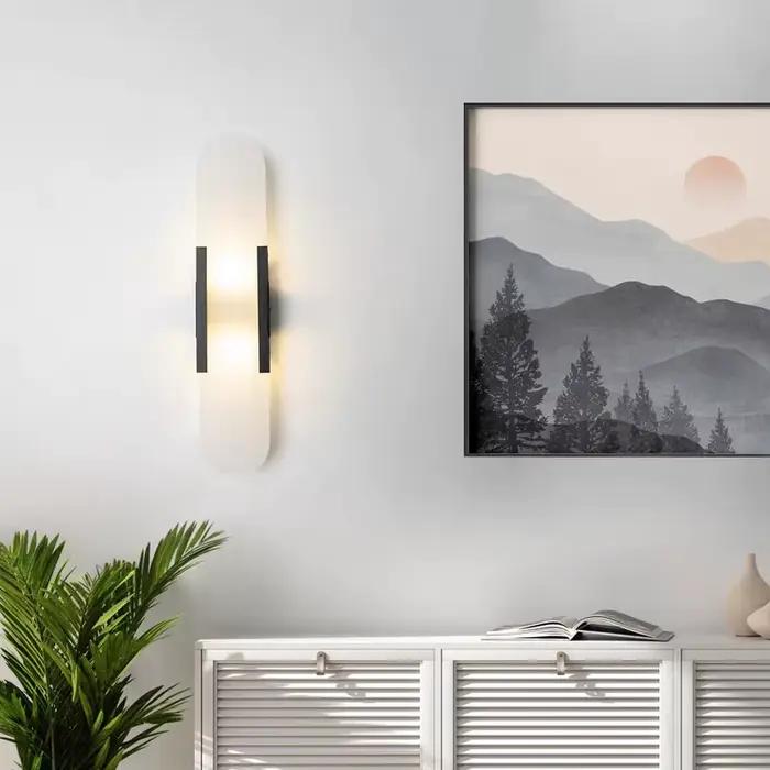 Lampes de chevet en marbre de style nordique moderne haut de gamme, éclairage mural pour salon, décoration élégante de la pièce, éclairage mural LED en marbre pour l'intérieur