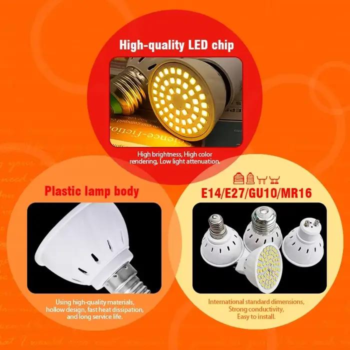 Ampoules LED GU10 MR16 E27 E14 avec flux lumineux personnalisable pour éclairage directionnel domestique et ambiance salon