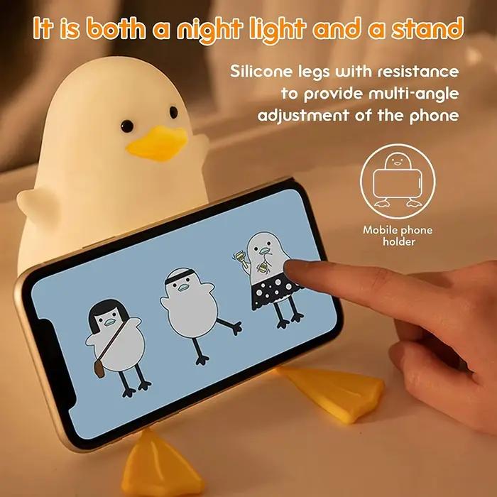 Lampe LED en forme de canard mignonne pour chambre d'enfant avec contrôle tactile pour vacances et occasions spéciales