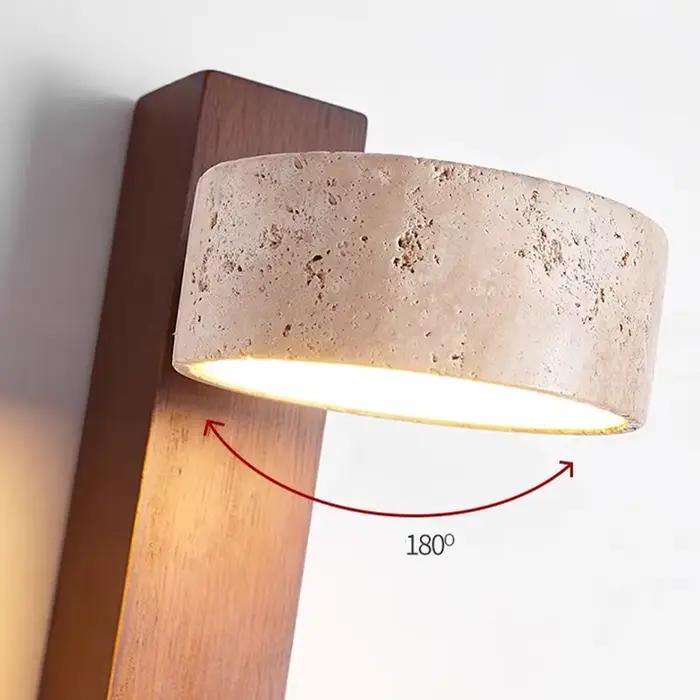 Applique murale pour tête de lit de chambre à coucher éclairage rétro en bois massif style wabi-sabi français modern design chambre à coucher salon