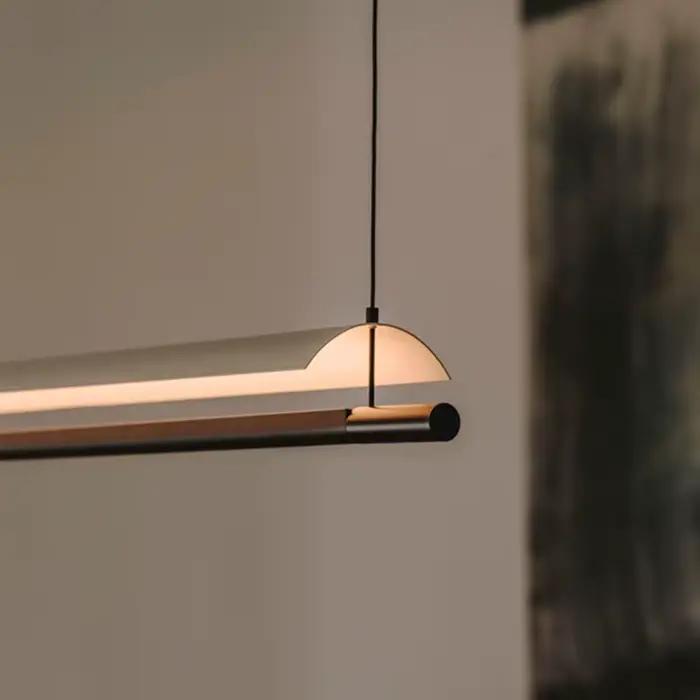 WabiSabi moderne suspension minimaliste longue bande suspension lampe avant-toit acrylique lustre pour salle à manger salon bureau cuisine