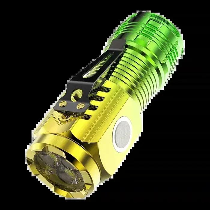 Lampe de poche Super Lumineuse Rechargeable à 3 LED Bleues Compacte Étanche pour Camping Climbing Hunting Night Fishing Cycling Occasions Spéciales