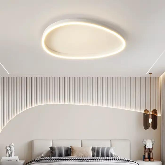 Plafonnier LED avec Anneaux Brossés au Design Moderne, Éclairage d'Nik, Luminaire Décoratif de Plafond, Idéal pour un Salon, une Chambre à Coucher ou des Documents, Noir et Blanc