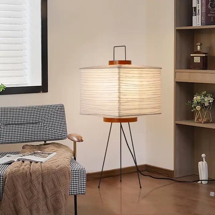 Noguchi Akari Lampadaire en papier de riz Lampe de bureau japonaise avec ampoule E27