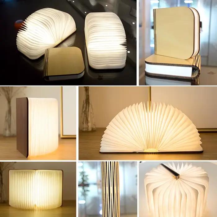 Lampe de livre pliable LED rechargeable, lumière de nuit 3 couleurs, cadeau d'anniversaire, lampe de table lumineuse, lampe de chevet, lumière d'ambiance