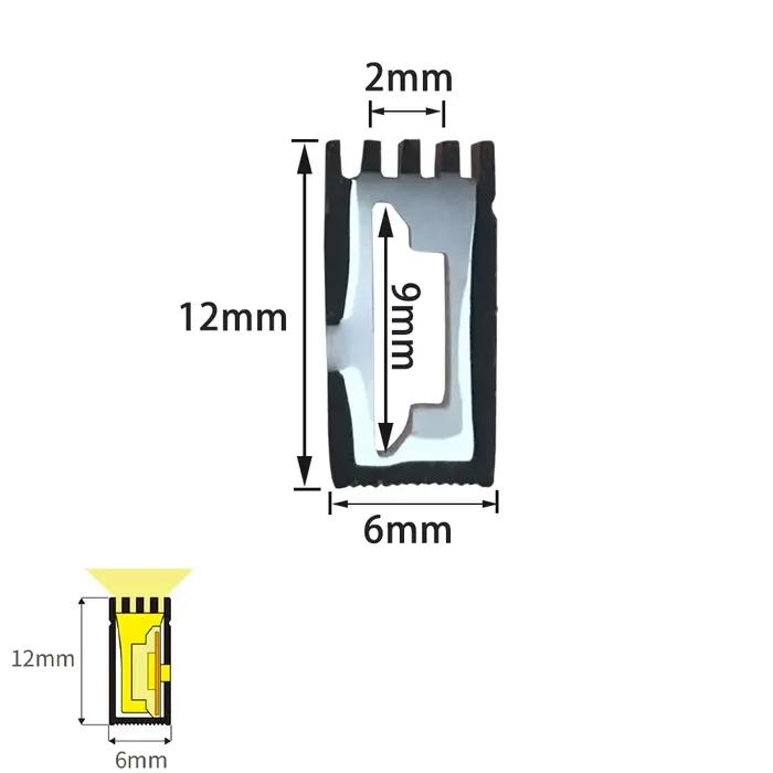 Tube diffuseur en silicone pour bande lumineuse LED de 0,5 à 5 m, anti-éblouissement, flexible, protection flexible, 6x12 IP67 pour bande LED SMD de 8 mm