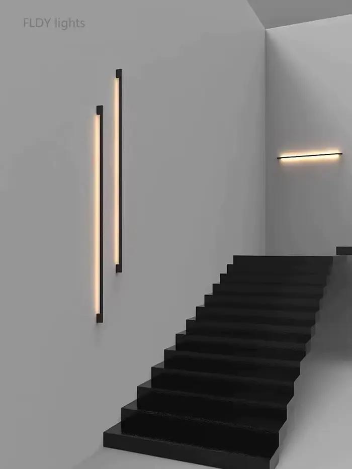 Nordique minimaliste moderne concepteur 110V 220V mur LED lampe salon hôtel allée couloir chambre chevet longue applique murale