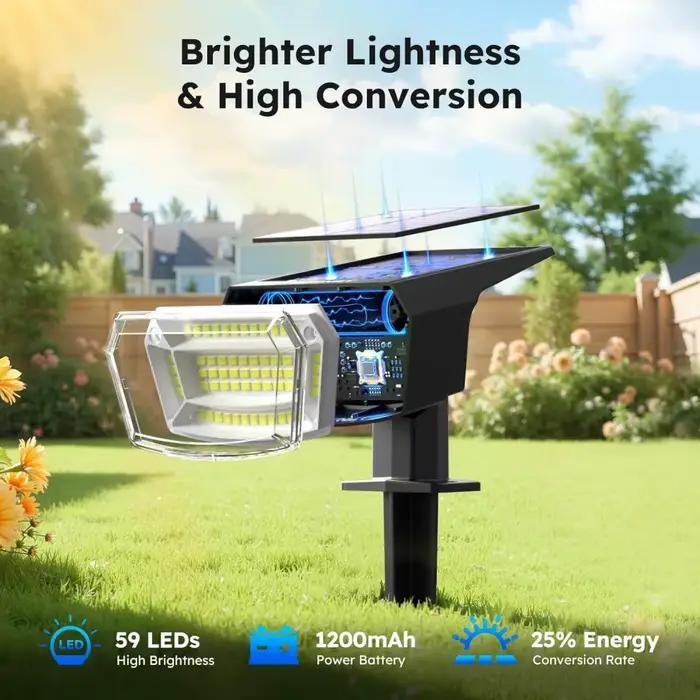 Spots solaires extérieurs 59LED 2 en 1 projecteurs de paysage solaire IP65 étanche lampes murales d'inondation à énergie