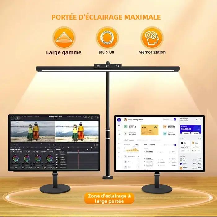 Lampe de bureau architecte LED pour la maison, protection des yeux, sans scintillement, col de cygne flexible, intensité réglable, écran d'ordinateur de bureau, lumière de table USB pour la lecture et