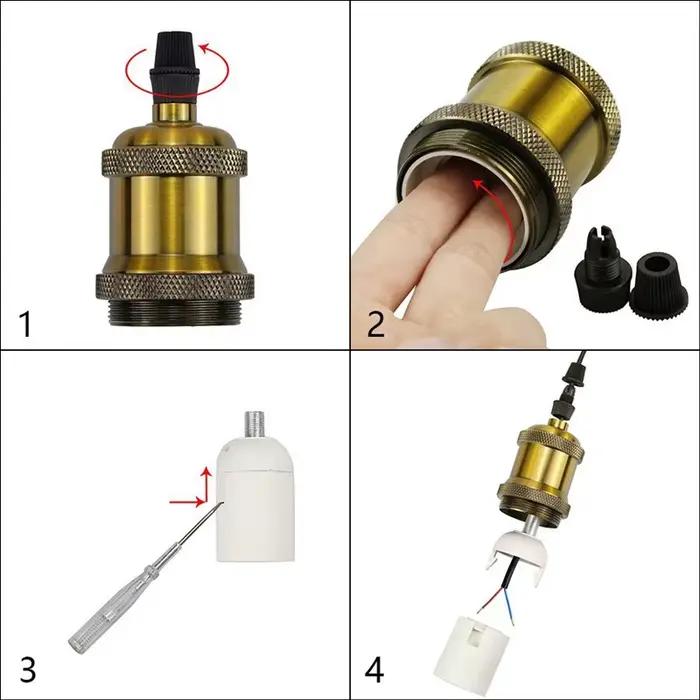 Mini douille de support de lampe LED suspendue, bronze rétro vintage, vis vintage E26 Edison, pendentif bricolage décoratif industriel, antique, mode ancienne