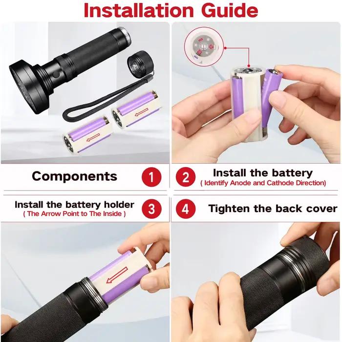 51/100/128 Led portable UV lumière noire lampe de poche torche ultraviolette détecteur