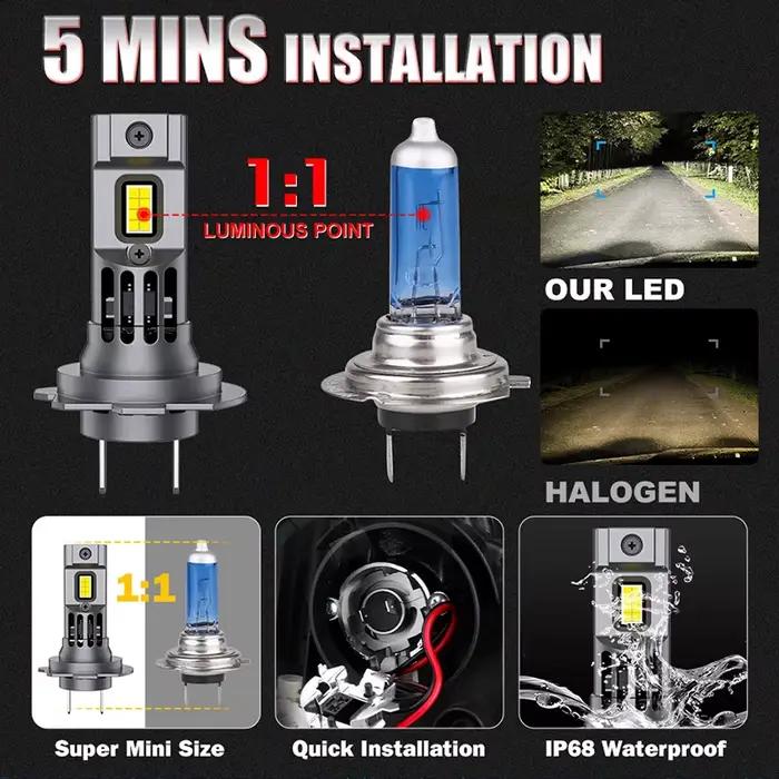 800W Turbo H7 LED Canbus lumière 1:1 Mini taille phare de voiture avec ventilateur 800000LM ampoule antibrouillard sans fil 4300K 6000K 8000K lampe Automobile