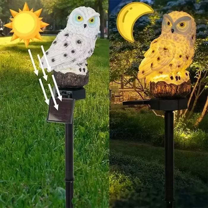 Lampe solaire en forme de hibou LED étanche pour décoration de jardin ou événements nocturnes en extérieur avec quatre couleurs disponibles