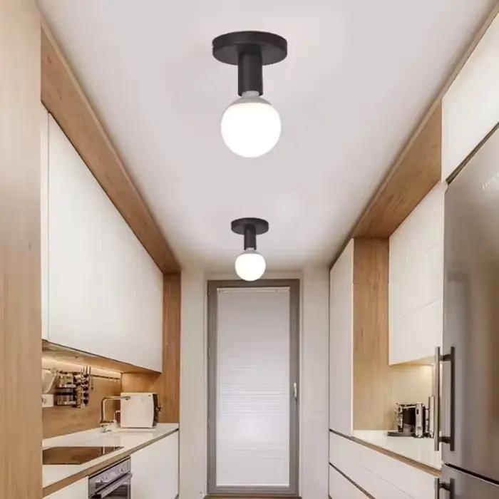 Base de lampe moderne noire E27, style nordique rétro en fer, décor pour salon, chambre à coucher, salle de bains, plafonnier, support de lampe murale