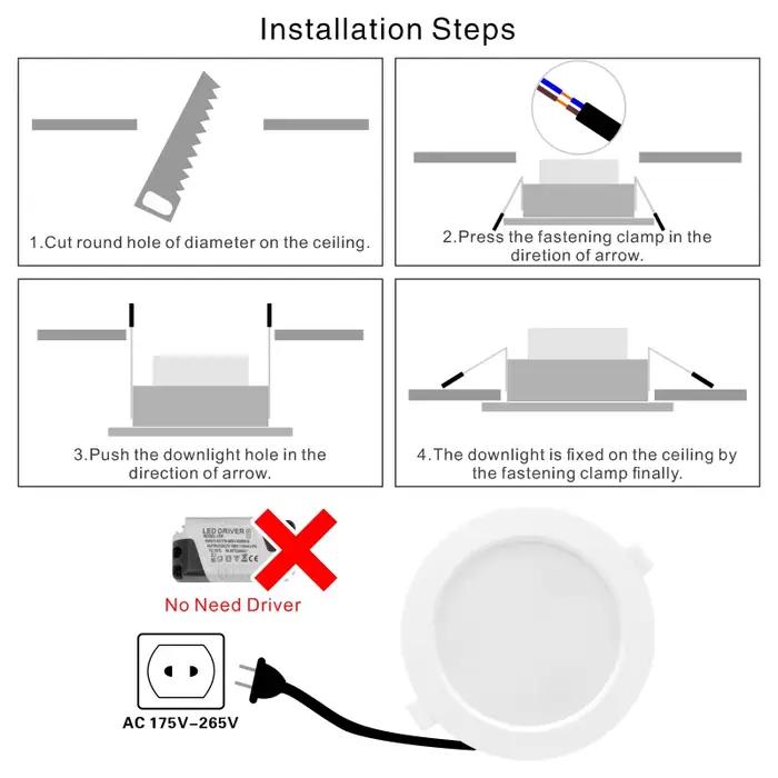 6 pcs/lot 3/4/6/8 pouces Led Downlight 6W 9W 12W 18W 24W 220V encastré plafonnier rond Led panneau vers le bas lumière projecteur éclairage