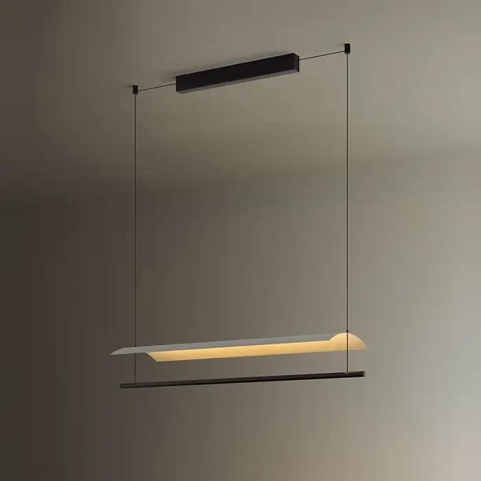 WabiSabi moderne suspension minimaliste longue bande suspension lampe avant-toit acrylique lustre pour salle à manger salon bureau cuisine
