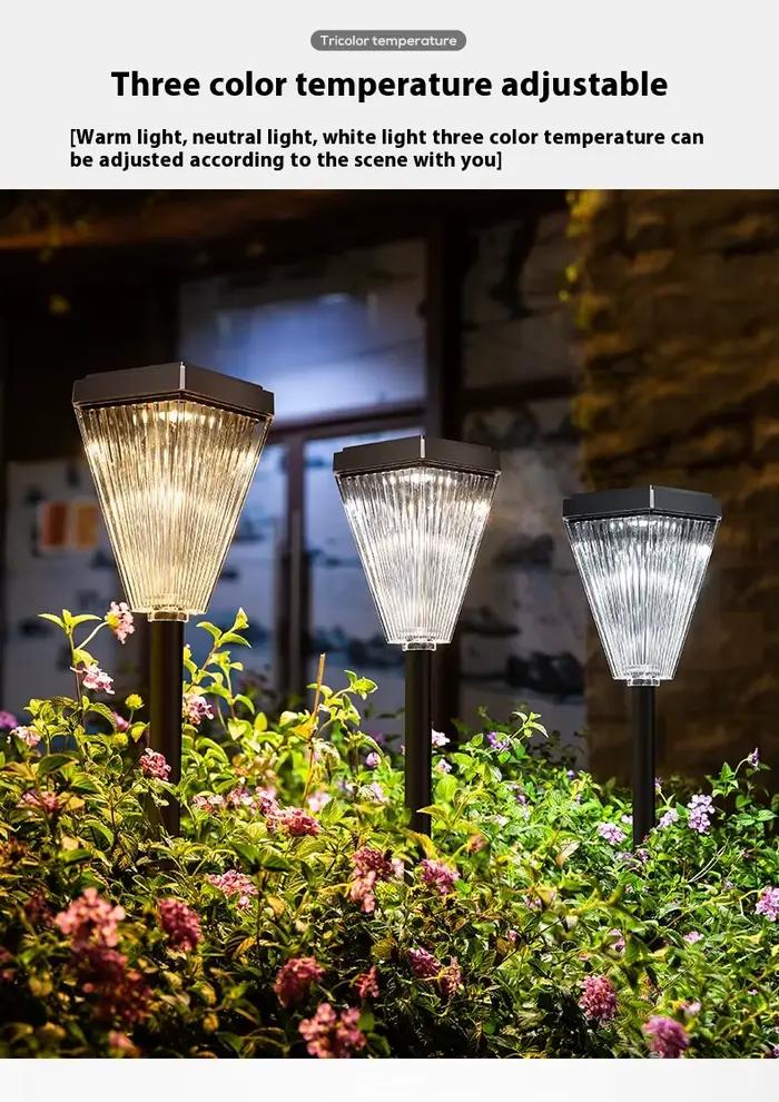 Lampes solaires modernes en acier inoxydable pour éclairage d'ambiance extérieur, haute luminosité, résistantes à l'eau et à la poussière, idéales pour les soirées en plein air et les vacances
