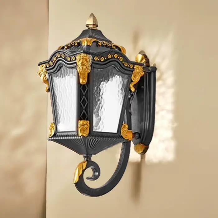 Applique murale LED carrée d'extérieur en forme de Lion, verre en aluminium moulé, cuivre brossé, luminaire pour la décoration de la maison