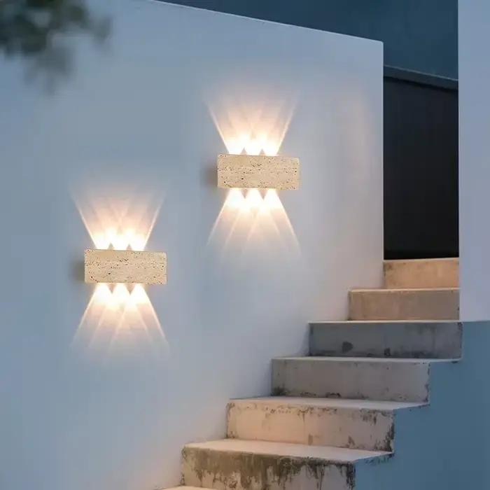 Wabi-sabi mur LED lampe jardin lumière pierre IP65 extérieur étanche chevet rétro appliques luminaire décoration de la maison intérieure