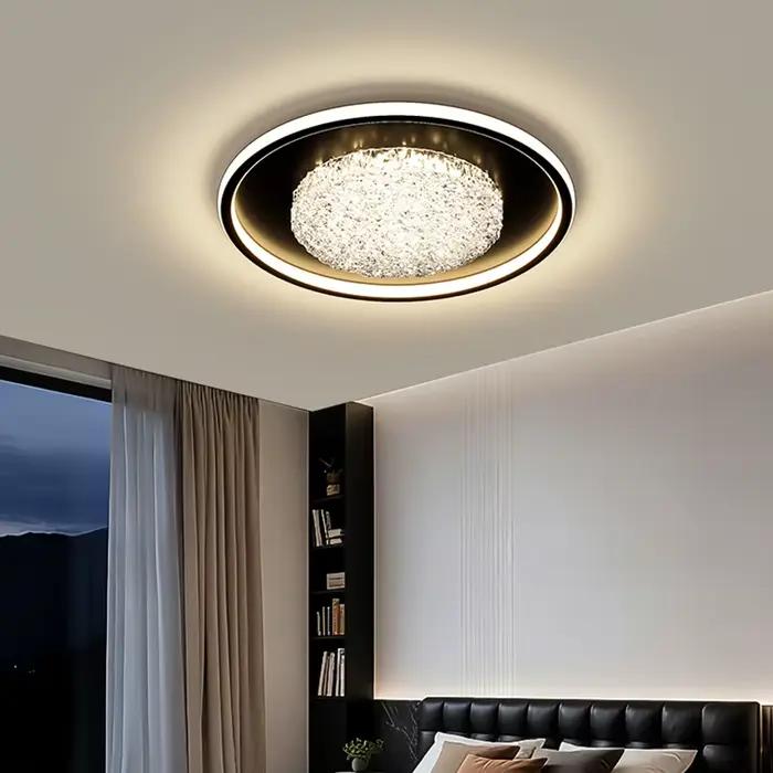 Plafonnier LED carré moderne de luxe, encastré, avec cristaux incrustés, à intensité variable, pour chambre à coucher, bureau, maison, éclairage intérieur, lampe décorative