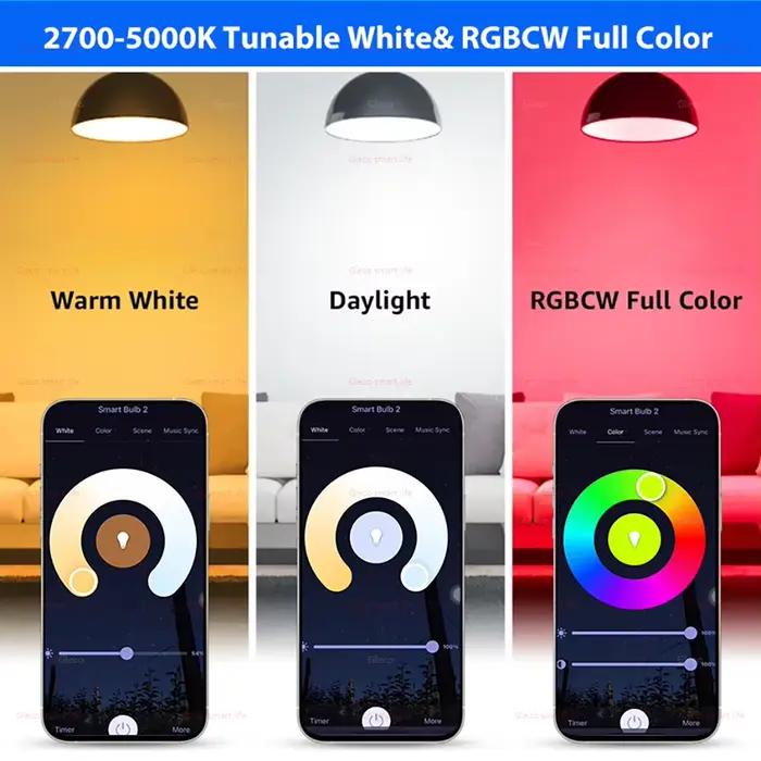 Tuya – ampoule LED WiFi intelligente E27, 15/20/220V 110V, Compatible avec Alexa, lampe RGBCW pour Smart Life, Assistant Google, décoration d'intérieur