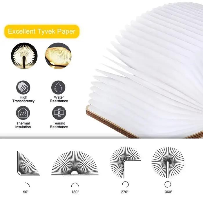 3D en bois pliable LED livre veilleuse 3/5 couleurs d'éclairage 5V USB Rechargeable magnétique bureau lampe de Table chambre chevet décor