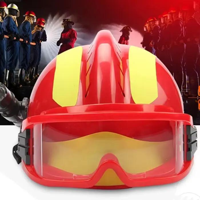 Casque de sauvetage de sécurité lunettes de protection pour pompier casques de sécurité casque de protection contre l'incendie sur le lieu de travail avec lampe frontale et lunettes