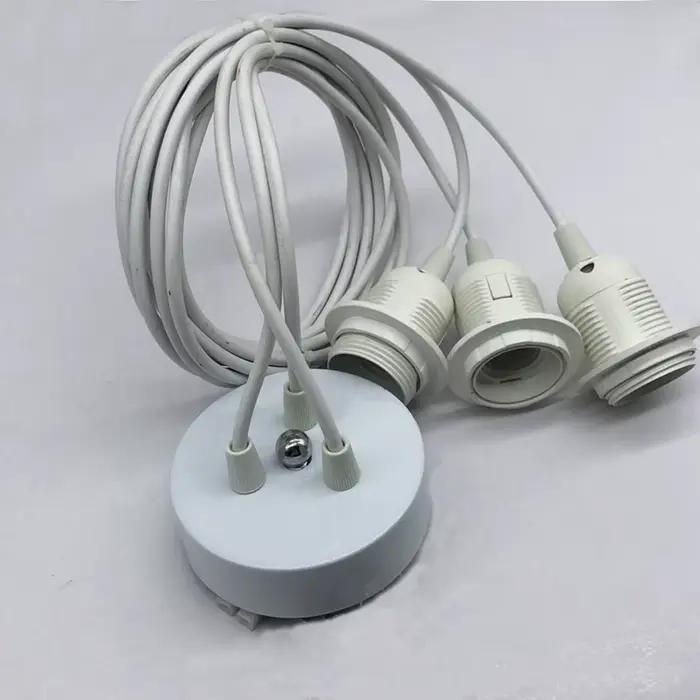 Vintage 3 tête E27 Base pleine dent support de lampe industriel suspendu fil suspension