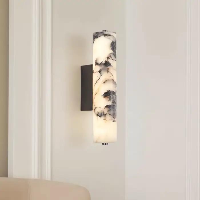 Nouvelle chambre applique Style italien pierre naturelle noir marbre lumière luxe chevet salon décoration moderne appliques murales