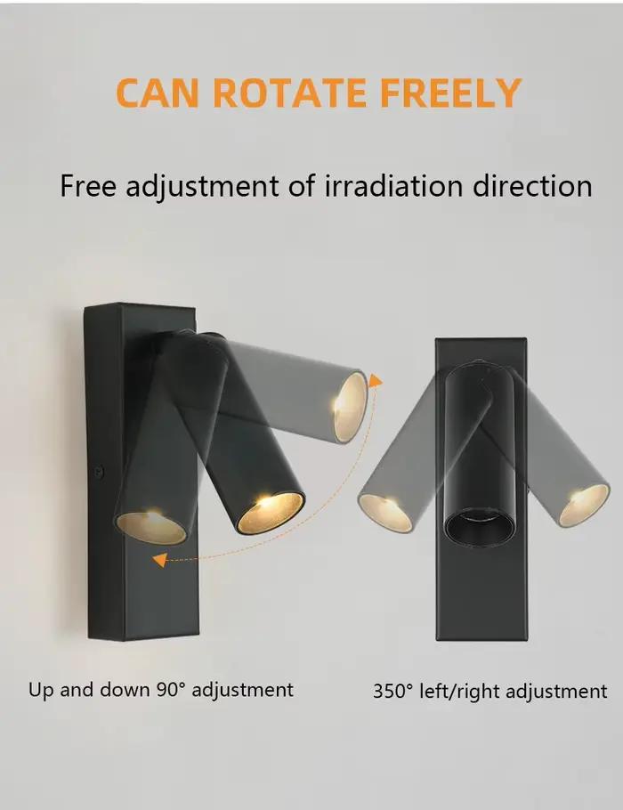 Applique Murale LED Rotative en Laiton, Noir, Blanc, Bronze, 3W, Luminaire Moderne Simple pour Chambre à Coucher, oral et, Hôtel