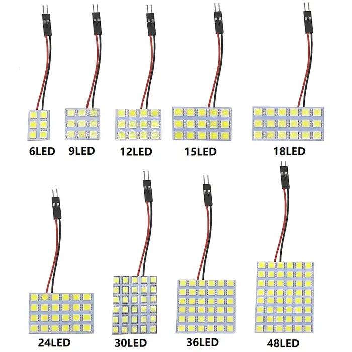 1X panneau Led 6/9/12/15/18/24/30/36/48 SMD 5050 T10 Ba9s c5w adaptateur feston dôme lampe de lecture accessoires voiture Auto moteur DC12V