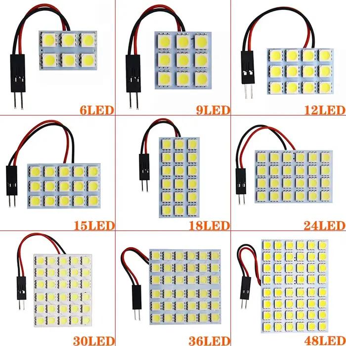 1X panneau Led 6/9/12/15/18/24/30/36/48 SMD 5050 T10 Ba9s c5w adaptateur feston dôme lampe de lecture accessoires voiture Auto moteur DC12V