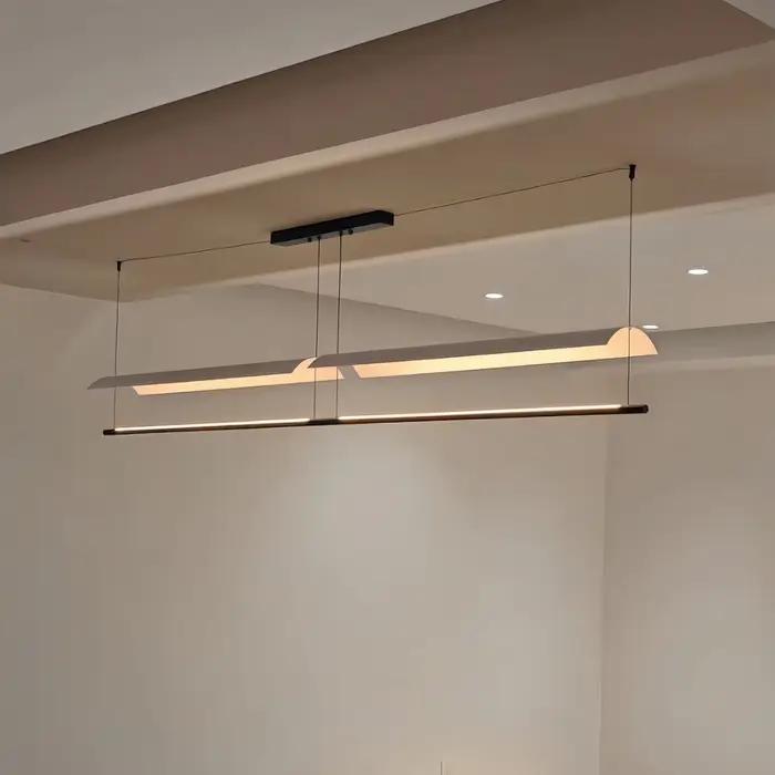 WabiSabi moderne suspension minimaliste longue bande suspension lampe avant-toit acrylique lustre pour salle à manger salon bureau cuisine