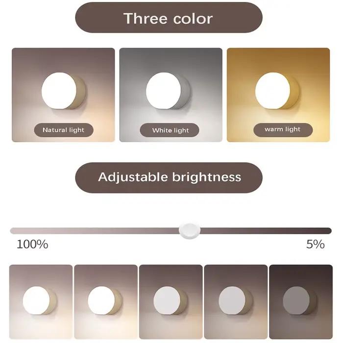 Lampe de chevet LED ronde pour chambre à coucher