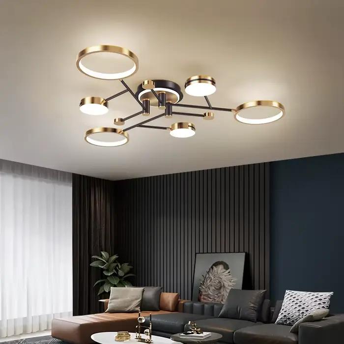 Moderne Led Suspension Éclairage Pour Salon Salle À Manger Chambre Plafond Lustre Or/Noir Décoration Nordique Lampes AC90-260V