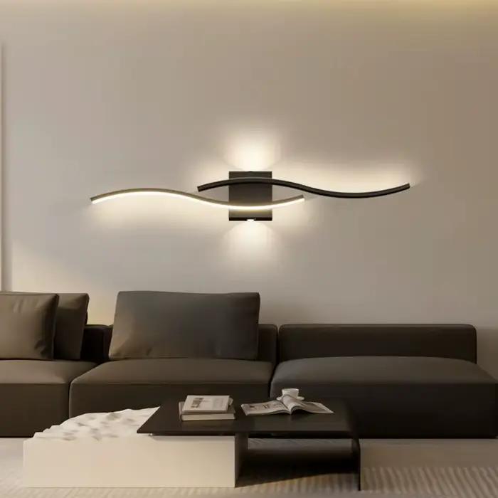 Appliques murales intérieures à LED pour chambre à coucher, chevet, haut et bas, lampes murales à LED, luminaires pour fond de canapé, éclairage intérieur noir