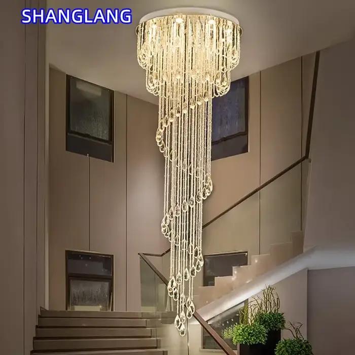 Luminaire de Suspension Led moderne Double spirale cristal plafond Lustre escalier