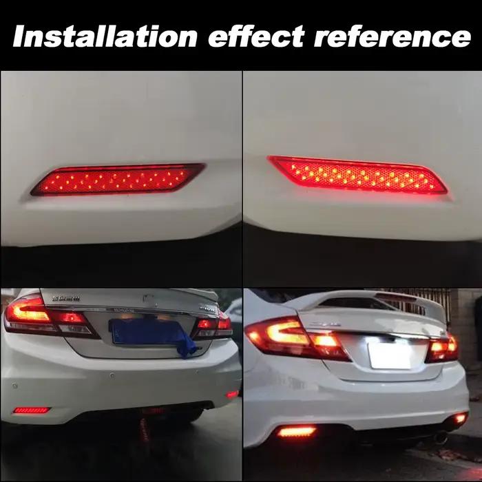 Pour 2013-2015 Honda Civic Sedan OEM: 33505TR0A51 2 pièces feux de réflecteur de pare-chocs LED, fonction comme feux antibrouillard arrière, frein et arrière
