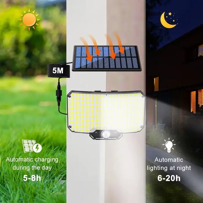 Lampion solaire contemporain avec détecteur de mouvement pour porche et patio, alimentation solaire, résistance aux intempéries, idéal pour la sécurité et l'esthétique extérieure