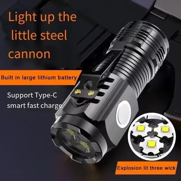 Lampe de poche Super Lumineuse Rechargeable à 3 LED Bleues Compacte Étanche pour Camping Climbing Hunting Night Fishing Cycling Occasions Spéciales