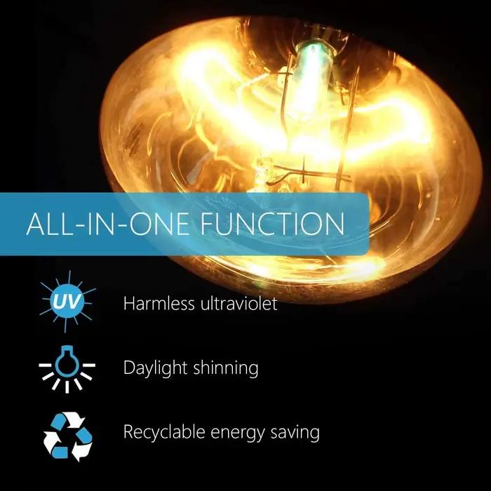 Ampoule de lampe chauffante Uvb Uva pour reptile, véritable chaleur brillante semblable au soleil pour amphibiens et oiseaux, 10