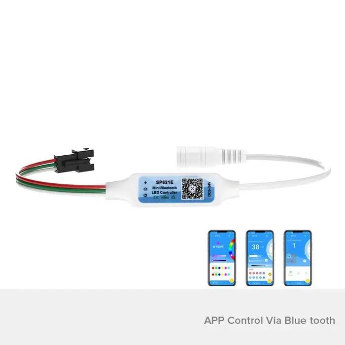 Lumière de bande de LED IOS Android DC5V-24V WS2812B Contrôleur Mini Musique Bluetooth App Contrôleur pour WS2812 WS2811 Piexls Adressable